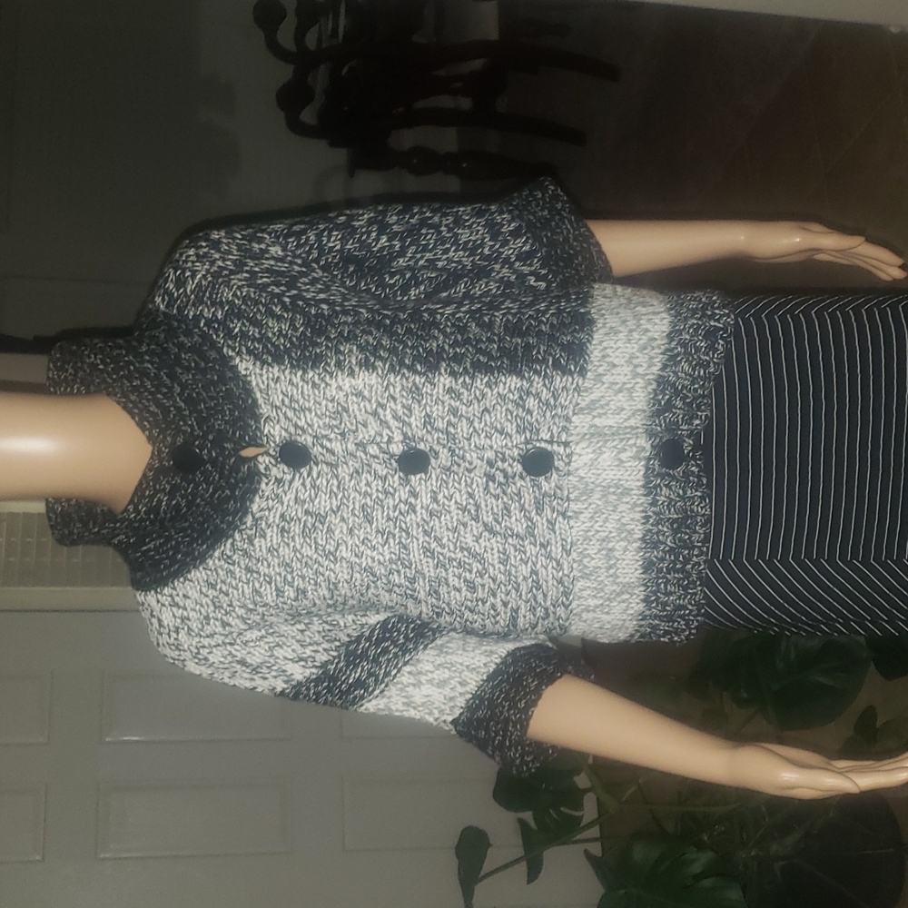 Kenneth Cole L shortsleeve colorblock chunky sweater marled/ heathered - Picture 5 of 8